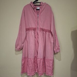 Oli & Hali Oversized Hoodie Jacket Sweatshirt Pink Women Large